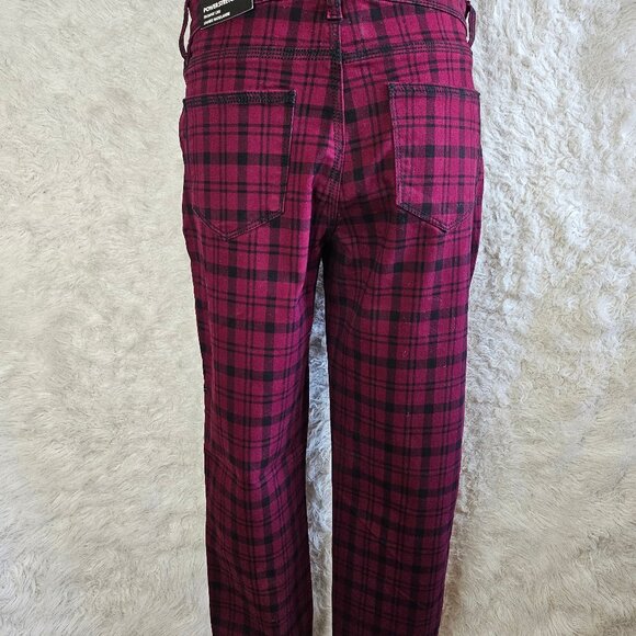 Suko jeans Women's Burgundy Plaid Skinny Jeans Tartan Power Stretch Denim Size 8 - Picture 2 of 9